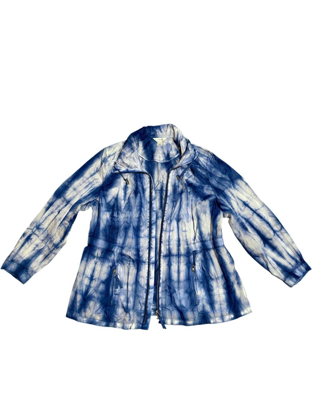 Women’s Cj Banks Zip-Up Tie Dye Windbreaker Jacket Blue 1X